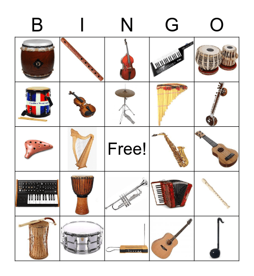 Musical Instrument Bingo! Bingo Card