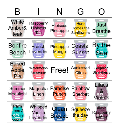 Scentsy Bingo Card