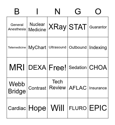 Radiology Bingo Card