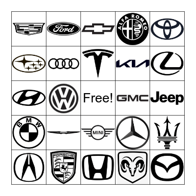 Car Logo Bingo! Bingo Card