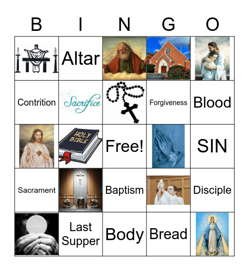 First Communion Bingo Card