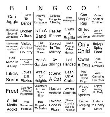 ICE BREAKER BINGO Card