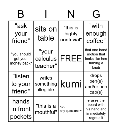 matthias beck bingo Card