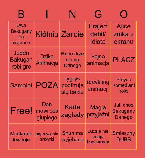 BAKUGAN Bingo Card