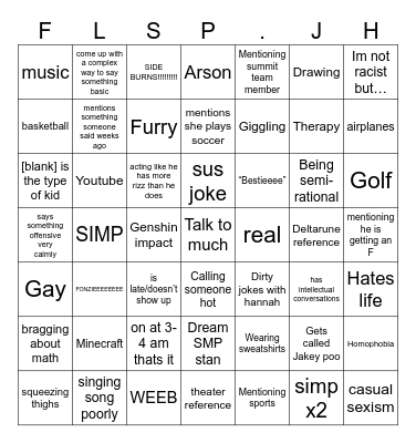 Sup Kids Bingo Card