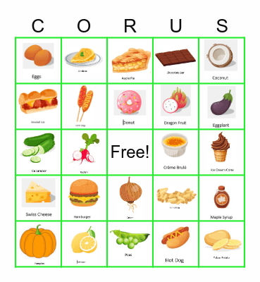 Corus Food Drive 2023 Bingo Card