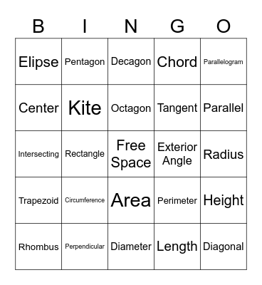 Geometry Bingo Card