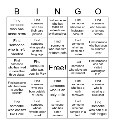 LEARN YOUR LASA CLASSMATES Bingo Card