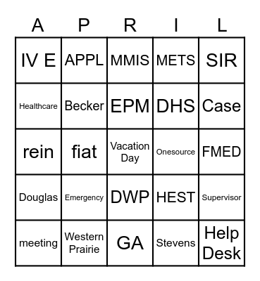 Quarterly Meeting Bingo Card