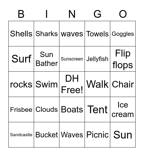 Beach Bingo Card