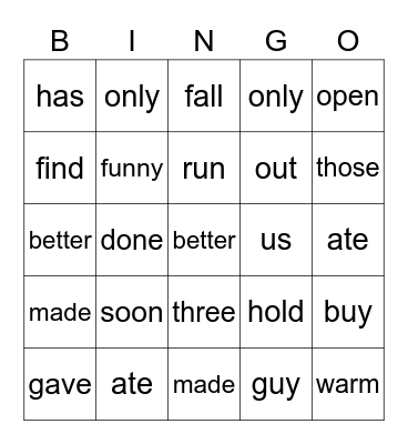 List 9 Bingo Card