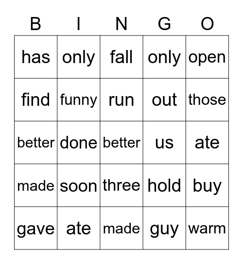List 9 Bingo Card