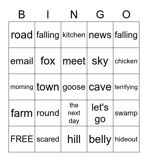 Petit Poulet Bingo Card