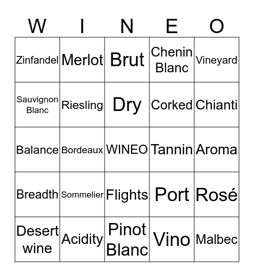 Friends of The Vine Bingo Card