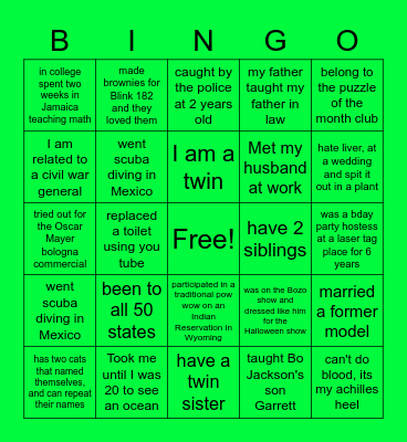 Teacher Bingo-interesting facts Bingo Card
