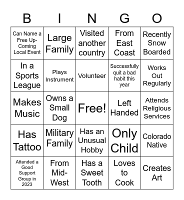 Introductions Bingo Card