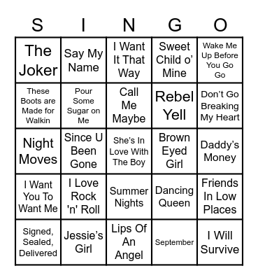 DAM SINGO Bingo Card