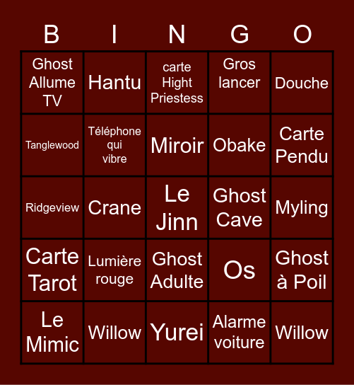 Bingo Phasmo Bingo Card