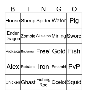 Minecraft Bingo! Bingo Card