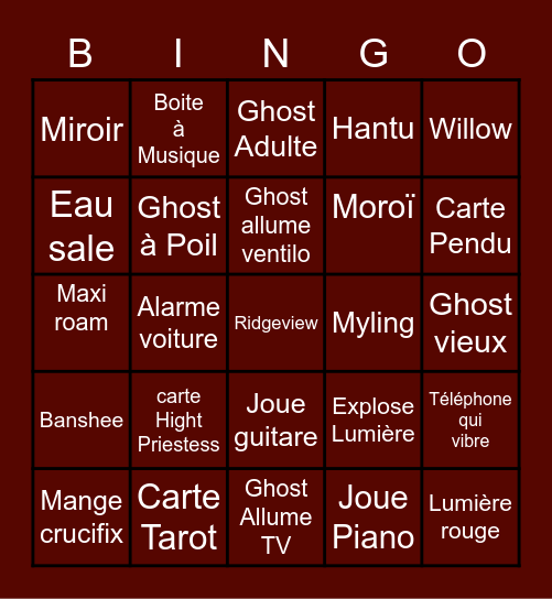 Bingo Phasmo Bingo Card