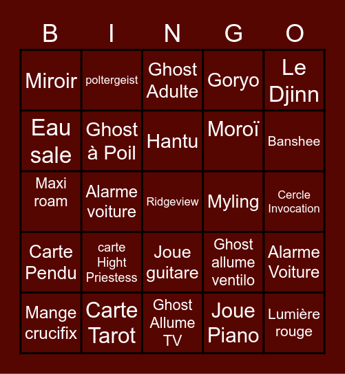 Bingo Phasmo Bingo Card