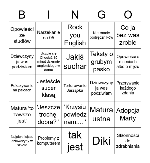 Pani Basia BINGO Card