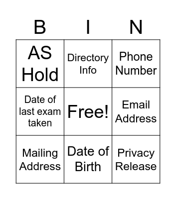 ReCap Bingo Card
