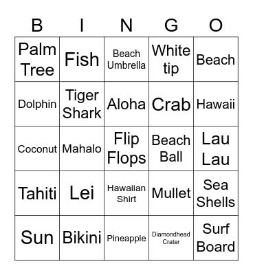 HAWAII Bingo Card