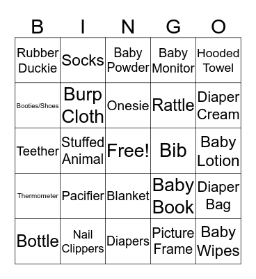 Baby Blodgett Bingo Card