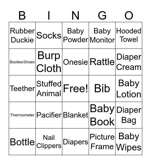 Baby Blodgett Bingo Card