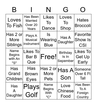 Marriage BINGO Card