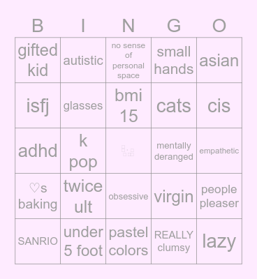 ⊹  .  ۟   .    ꒰    mel's bingo   ꒱     .  ۟  .  ⊹ Bingo Card