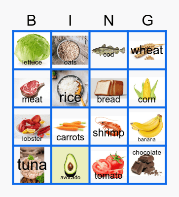 I love food Bingo Card