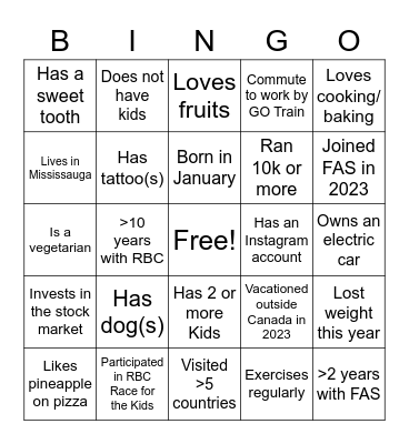 FAS BINGO Card