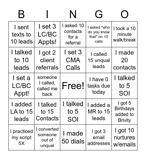 Larkin Team Bingo Card