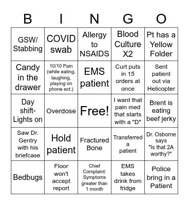 Nurse's Week 2023 Bingo Card