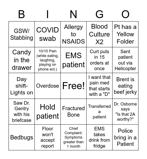 Nurse's Week 2023 Bingo Card