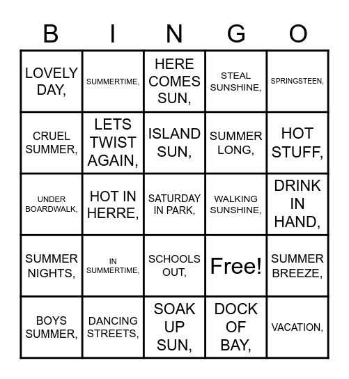 SUMMERTIME- FLYNN LAW Bingo Card