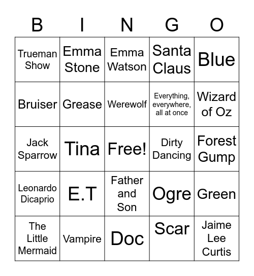 Trivia - Movies Bingo Card