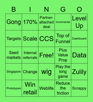 APAC Quarterly Connect Bingo Card
