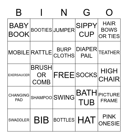 BABY SHOWER BINGO Card