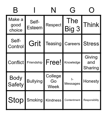 Lessons with Mrs. Miller Bingo Card