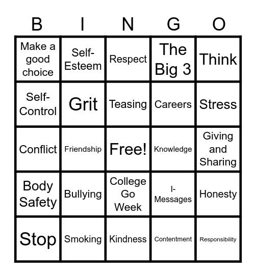 Lessons with Mrs. Miller Bingo Card