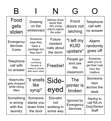 Templin DA Bingo Card
