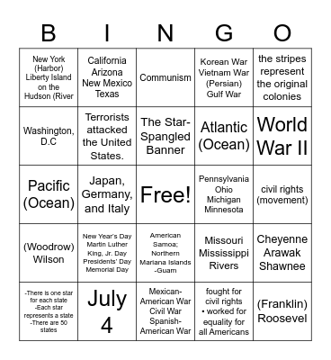 Citizenship 76-100 Bingo Card