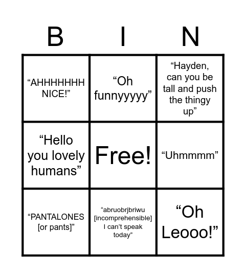Byrngo Bingo Card