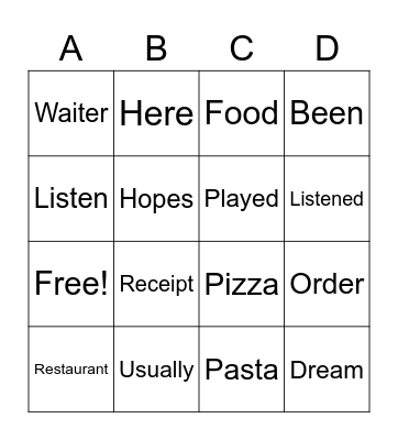 Review Time Bingo Card