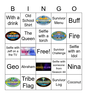 Selfie Survivor Bingo Card