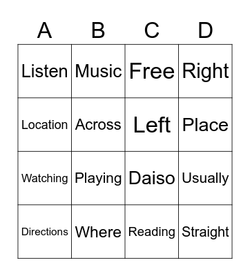Review Time Bingo Card