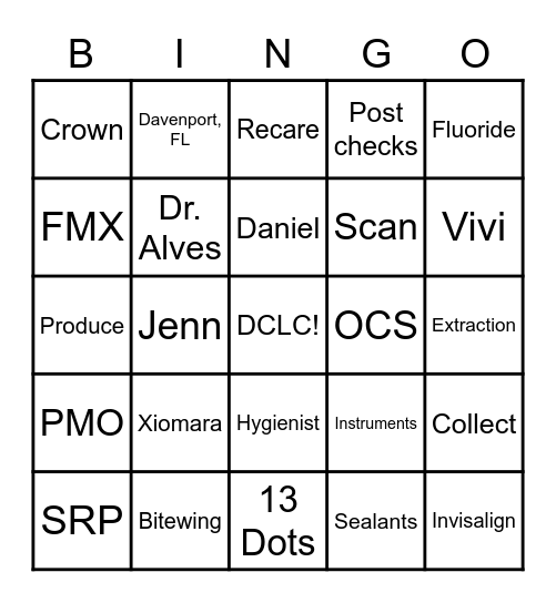 DCLC Bingo Card